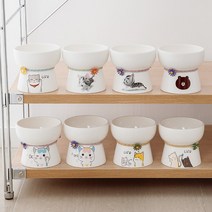 도자기 펫 고양이 식기 캣볼 애견 사료 간식 물그릇, A타입(랜덤)