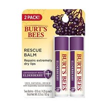 버츠비 100% 내추럴 Origin Rescue 립 밤 위드 Beeswax and Antioxidant-리치 Elderberry 2 Tube in Blister Box 패키지, Rescue Balm 2pk elderberry, 2 Count