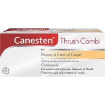 Canesten 콤비 페서리 외부 크림 클로트리마졸 2단계 스러쉬 트리트먼트, 1개