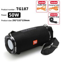 50w high power tg187 블루투스 스피커 방수 휴대용 열 pc 컴퓨터 스피커 subwoofer boom box music center fm tf, tg187 블랙