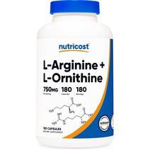 Nutricost 다이마타이즈 L-아르기닌 L-오르니틴 750mg 180캡슐, 01 180개(1팩), 1개, 180개