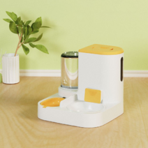 멍구네 구멍가게 강아지 고양이 반자동 대용량 멀티 급수기 급식기 밥그릇 식기세트, Yellow