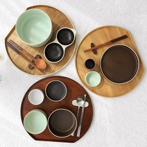 나무 반달트레이 원목 우드 대나무 천연 옻칠 혼밥 카페 반달 트레이 쟁반, 에쉬우드 브라운