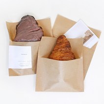 [핸즈픽] 식품 포장봉투(화이트/크라프트) 100장 U자형 코팅 빵봉투 도넛 쿠키 만두 호떡 고로케 와플 스콘 베이글 포장 종이 노루지, 크라프트(50g), 100개입