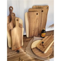 시그니쳐 원목 월넛 통나무 통원목 도마 플레이팅 플레이트 원형&사각 핸들 손잡이 우드 도마, 시그니쳐 핸들 원형 도마