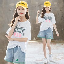 베비포 여아용 셔링 11 반팔티 청반바지 상하복 세트 SCV3
