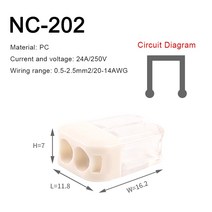 1입력 1/2/4 출력 소형 와이어 접합 커넥터의 빠른 쉬운 푸시 전기 케이블 정션 박스 용 2/3/5 핀 배선 터, nc-202, 10개