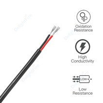 전기선 5100m 2pin 전기 와이어 262422201816awg 내열 pvc 외장 전자 오디오 와이어 ul2464 자전거 램프 led 스트립, Black_100m | 20AWG