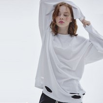 피버41 데미지 롱슬리브 루즈핏 쭉티 남녀공용 긴팔 티셔츠