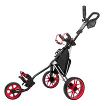 골프 캐디 카트 컴팩트 푸시카트 골프장카트 접이식 Caddytek 반자동 정품 경량, 붉은색
