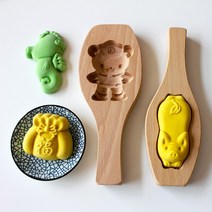 바이스타 귀여운 동물 원목 다식판, 복주머니, 1개