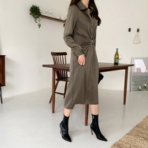 [바보사랑] 겟잇미 소즈 꼬임 벨트 여성 실키 롱원피스