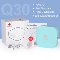 휴대용라벨기 블루투스 네임 스티커 라벨 카드 프린터 Phomemo Q30 미니 포켓 감열식 라벨 메이커 기계 올, 02 Green