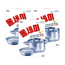 올세미 스틸울 올인원 다용도 수세미 국산 일회용 세제없이 사용하는 스웨덴국민수세미, 100g, 3개