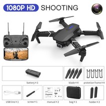 드론 신제품 E88Pro RC 드론 4K 2022 P 와이드 앵글 HD 카메라 접이식 RC 헬리콥터 와이파이 FPV 높이 고, 04 1080P Black Bag