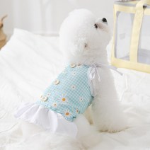 구르미 강아지나시 고양이 옷 나시 실내복 티셔츠 애견 시원한 끈 치마 파스텔톤 실내복, 민트색