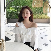 SAMARA 여성 여름 블라우스 오픈숄더 나이스 클랍 예쁜 린넨