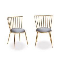 엘린까사 NEW 크라운2 마카롱 벨벳 체어 골드프레임 의자 2개 set, 그레이2