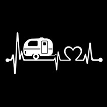 캠핑카악세서리 캠핑카용품 caravan love heartbeat 자동차 스티커 캠퍼 바디 윈도우 스티커 자동차 스타일링 비닐 데칼, 하얀, 50cm x 21.5cm