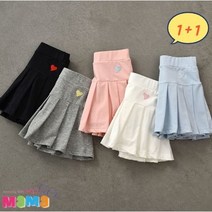 [1+1]New 여아 데일리 테니스 치마 하트 자수 테니스 주름치마바지 1+1 바캉스룩 테니스 골프 스포츠 스커트 키즈 스쿨룩 테니스치마(악세사리증정)