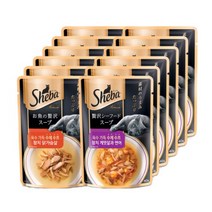 쉬바 고양이 간식 수제수프, 참치 닭가슴살 + 참치 게맛살과 연어, 12개