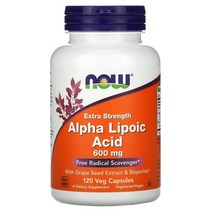 나우푸드 알파리포산 Alpha Lipoic Acid 엑스트라 스트렝스 600mg 베지캡슐 120정, 60 -선택하신 용량이 사진보다 우선합니다.