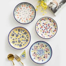 몬즈 분즐라우 폴란드풍 도자기 앞접시 16cm 2P세트, 옐로우+리즈맥스