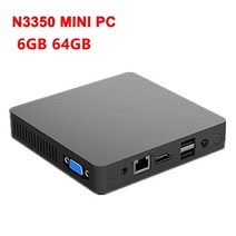 서버컴퓨터 팬리스 미니 PC 인텔 셀러론 N3350 윈도우즈 10 6GB RAM ROM 128GB SSD 1000M LAN WiFi BT4.0, 해외공급사, Intel Celeron N3350 + 미국, 6G 64G add 64GB SSD
