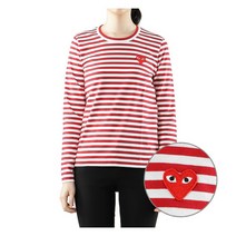 꼼데가르송 23SS (P1T163 RED WHITE) 여성 스트라이프 긴팔 티셔츠