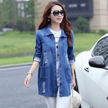 여성 데님 청자켓 코디 자켓 홀 스타일 진 루즈핏 봄 청바지 코트
