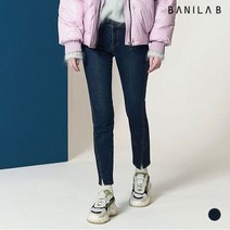 바닐라비 여성 크롭 스트레이트 트임 기모 D톤 데님팬츠