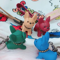 귀욤 강아지 불독 모양 키치 패션 스트랩 키링 핑크