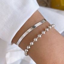 [SET] 18K 볼체인 뱀줄체인 믹스 레이어드 세트 은 팔찌