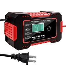 딥사이클 자동차 배터리 오토바이 충전기 12v 6a Intelligent fast, 빨간 우리 플러그