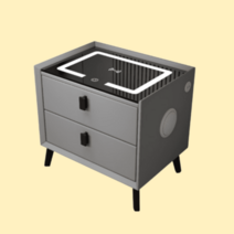 스마트협탁 원룸 인테리어 대학생 자취방꾸미기 모듈 유리 침대 협탁 아이방 가구배치, 4.베이지(무선충전+LED+USB), 다리조립