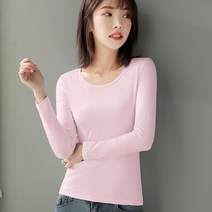 순색 티셔츠 여성 긴팔 2020 가을 겨울 이너웨어 스키니 블라우스