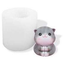양초 몰드 두꺼운 3D 입체 고양이 양초 실리콘 몰드 DIY 아로마 테라피 석고 비누 장식 (고양이 C), 보여진 바와 같이