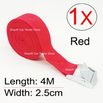 옷걸이줄 차량행거로프오토바이 자동차 자전거용 버클 타이 다운 벨트 4M 화물 스트랩 금속 견인 로프, 01 Red