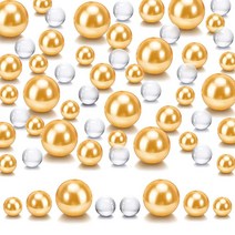 Suream 센터피스용 플로팅 비즈 100개 인공 구멍 없는 꽃병 진주 및 2300피스 워터 젤 발렌타인 데이 양초 결혼식 생일 브러시 홀더용 다용도 14/20/30m USA 미국, Gold_14mm,20mm,30mm