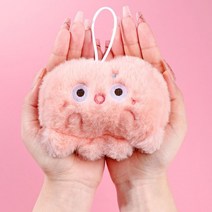유니커블 겨울 밍크 털 자수 봉제인형 미니 핫팩 커버 캐릭터 파우치 손난로 보온 주머니 휴대용 학생 성탄절 선물, 핑크문어 WC496
