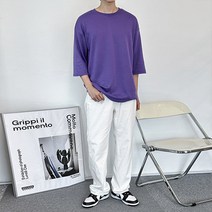 딥스토어 15컬러 남자 특양면 오버핏 스판 여름 7부 반팔 티셔츠