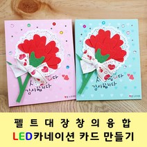 [펠트대장]LED카네이션 카드만들기(반제/완제), 반제/분홍