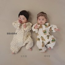 [유아] ﻿베어 도트 롱슈트 (S-M) 귀여운 바디슈트 요루지 수트 아기 출산선물