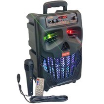 KIMISO 블루투스 스피커 휴대용 무선 열 큰 파워 스테레오 서브 우퍼베이스 파티 스피커와 마이크 가족 가라오케, Black