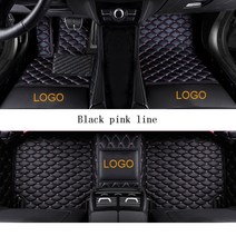 플로어매트 댄스플로어매트 러그원형레드 가죽 로고 자동차 바닥 매트, Black pink line
