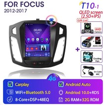 android car radio for ford focus 2011-2017 테슬라 스타일 멀티미디어 비디오 플레이어 2din navigation carplay head unit, s10-1 카메라-64g dvr