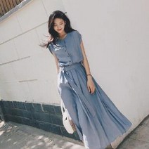 여름 쉬폰 롱원피스 해변 리조트 꾸안꾸 데이트룩