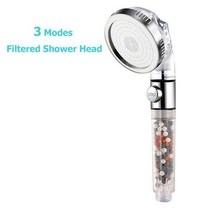 해바라기샤워헤드 해바라기 샤워기헤드 샤워기교체 헤드 욕실 샤워 모드 블랙 샤워 정지 버튼 고압 음이온 필터 분무기 물 절약 에코 샤워, 분명한