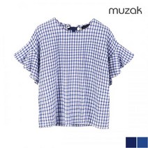 [무자크 (MUZAK)] [무자크]아일렛 체크 썸머 블라우스 (MI6WBL40)