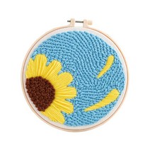 펀치 니들 자수 스타터 키트 후킹 키트 초보자를 위한 기본 도구, 20cm, 면, 꽃